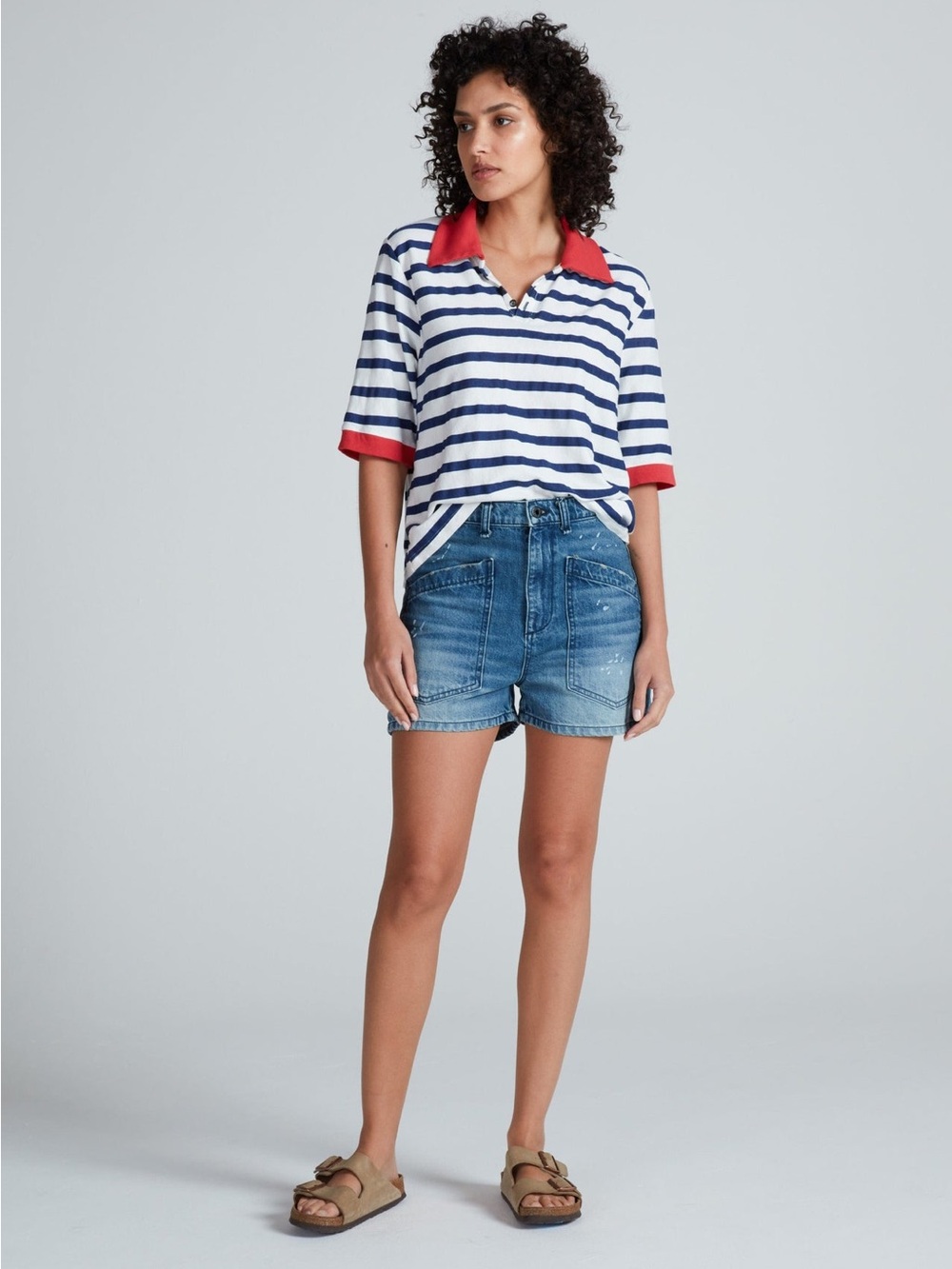 ASK NY Virginia Paint Splattered Denim Jean Shorts
